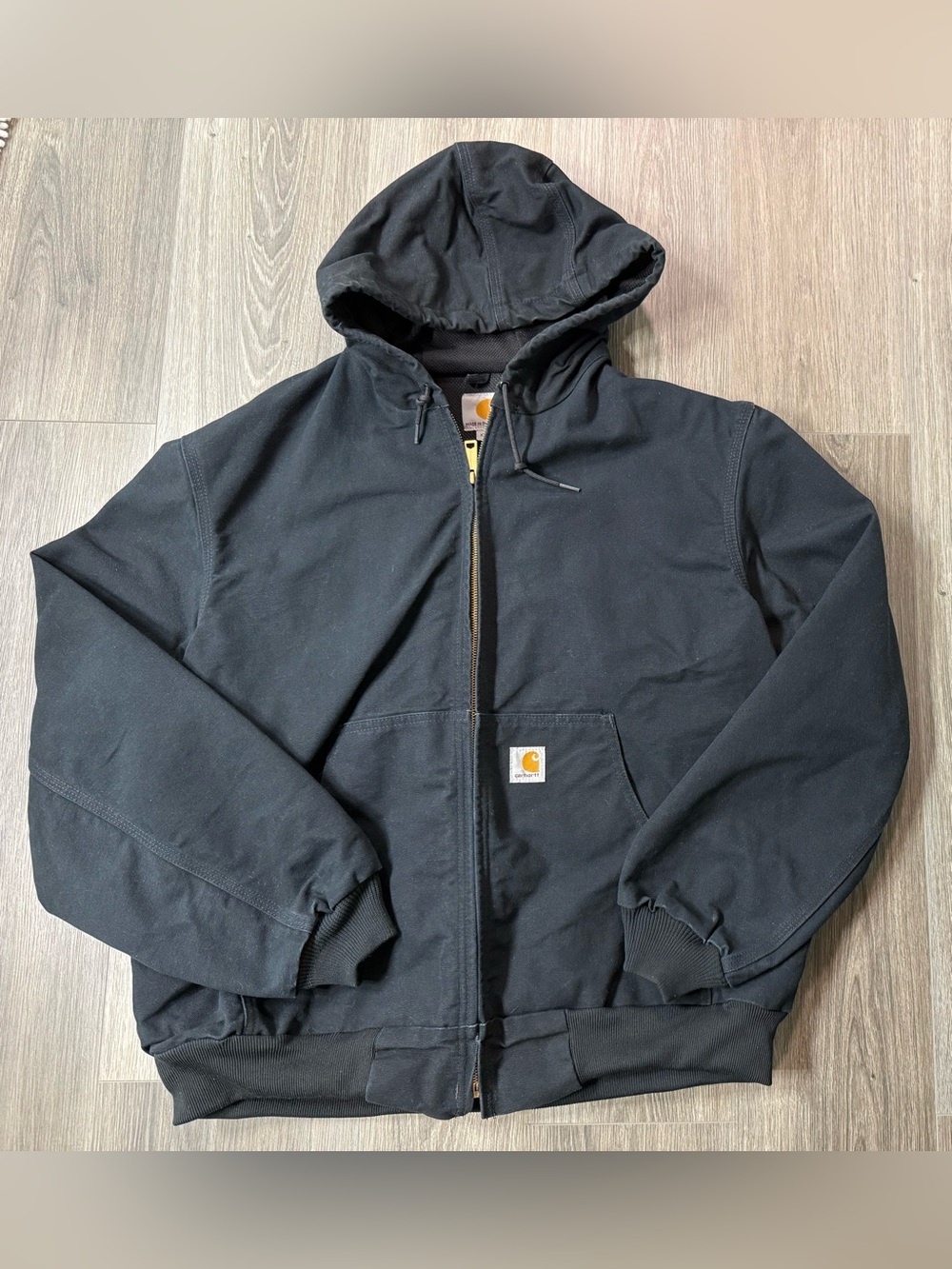 Carhartt J131 Duck Active Jacket Thermal Lined Black Made in USA XL